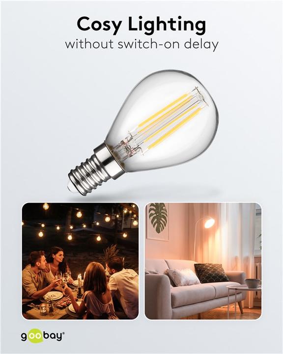 Actual product image Goobay Filament LED Mini Globe, 4 W (E14, 4 W, 470 lm, 1 x, E)