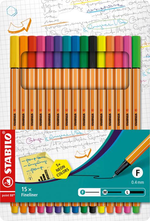Produktbild STABILO point 88 Fineliner (Mehrfarbig, 5 x)