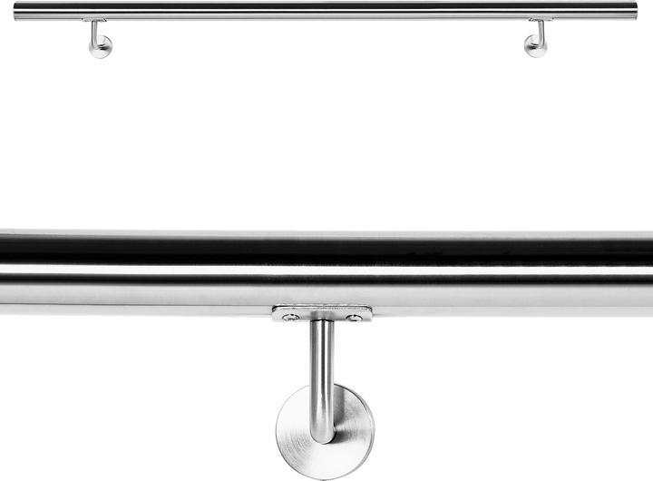Actual product image Wiltec Handrail set wall bracket handrail 130cm bracket stair grab rail stainless steel V2A (Stainless steel)