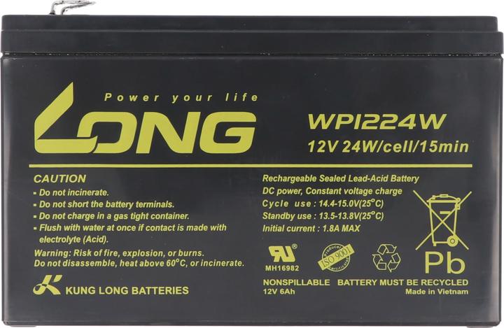 Actual product image Kung Long WP1224W Hochstrom F2 Blei-Vlies-Akku, 12Volt, 6Ah mit 6,3mm Faston Anschluss (12 V, 6 Ah)