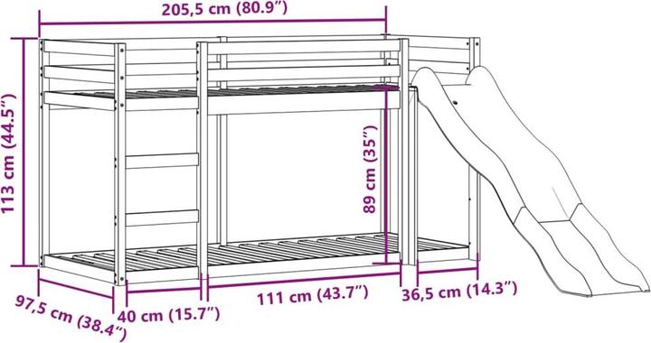 Produktbild VidaXL Etagenbett mit Rutsche & Leiter 90 x 200cm (90 x 200 cm)