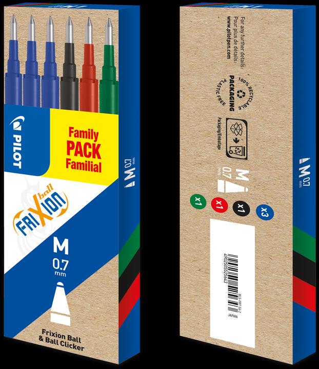 Actual product image Pilot FriXion Refill Set à 6 standard black/blue/red/green (Refill, Multicoloured, 0.70 mm)