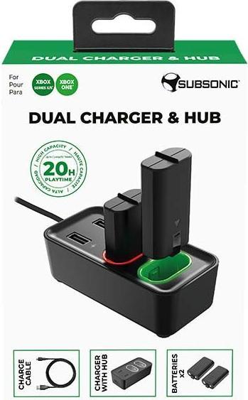 Image du produit Subsonic Chargeur double et hub (Xbox One S, Xbox Series S, Xbox Series X, Xbox One X)