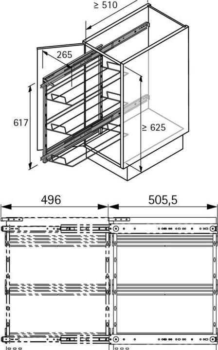 Produktbild Hettich Schuhauszug mit 3 Ablagen