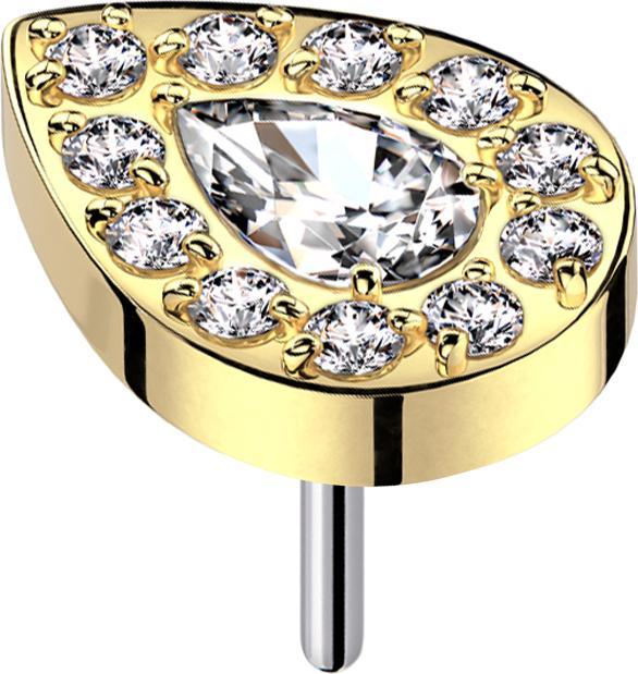 Actual product image Star Piercing Threadless vergoldet Kristalltropfen silber umrandende Kristalle silber (Titanium)