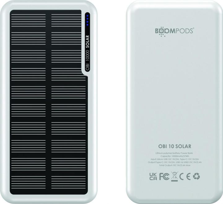 Actual product image Boompods Obi 10,000mAh Solar Powerbank - White (10000 mAh)