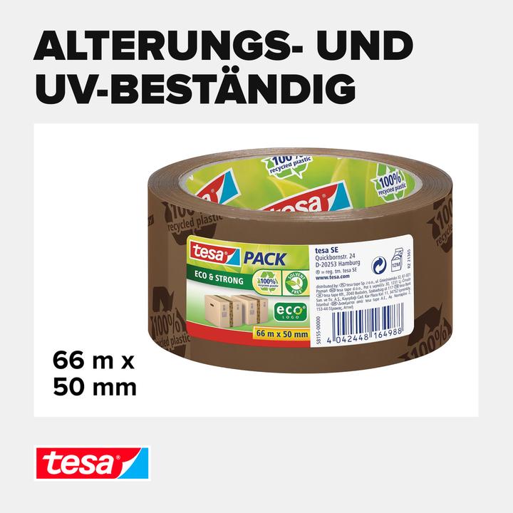 Produktbild tesa tesapack ECO & STRONG Paketband - Umweltschonendes Packband aus 100 % recyceltem Kunststoff (50 mm)