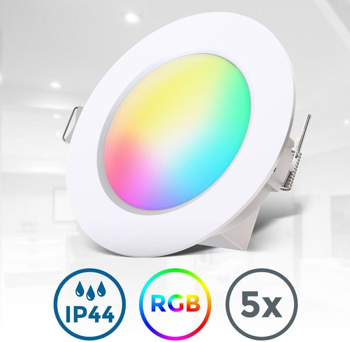 Produktbild B.K.Licht RGBW-LED Einbauleuchten, 5er-Set, weiss,5xLED 4,8W (450 lm)
