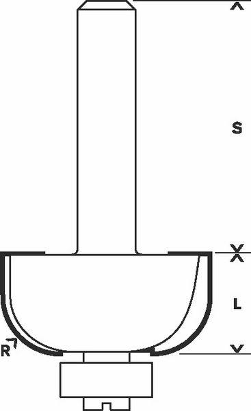 Produktbild Bosch Professional Zubehör Hohlkehlenfräser, 8 mm, R1 12 mm, D 36,7 mm, L 16 mm, G 58 mm