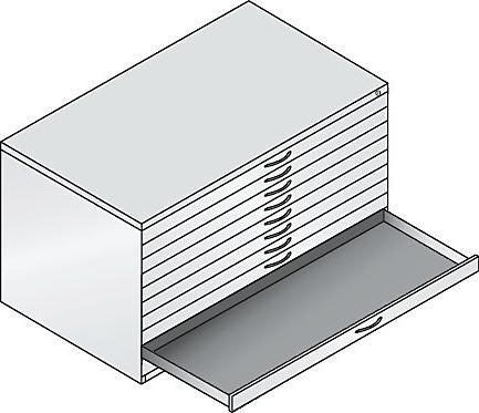 Actual product image C+P Drawing cabinet, A0, 10 drawers, height 760 mm, black grey / traffic white.