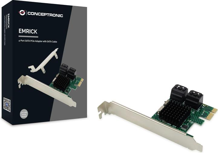 Produktbild Conceptronic EMRICK 4-Port-SATA-PCIe-Adapter mit SATA-Kabel