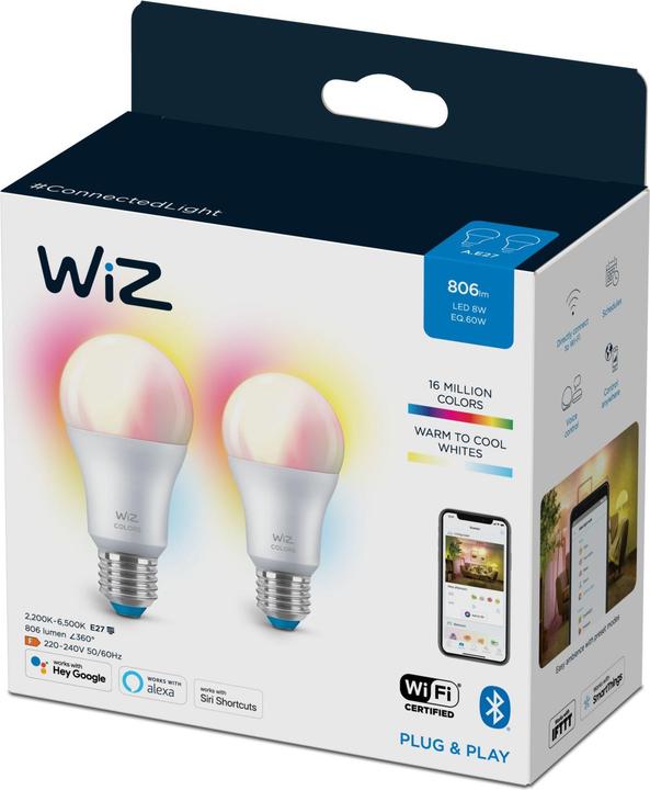 Actual product image WiZ Tunable White & Color Standard (E27, 8.50 W, 806 lm, 2 x, F)