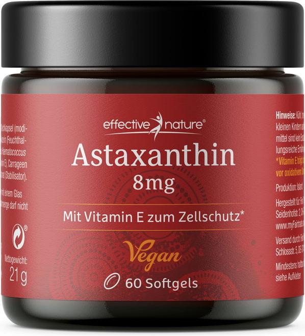 Effective Nature Astaxanthin mit Vitamin E (60 Stück, Kapseln, 40 g)