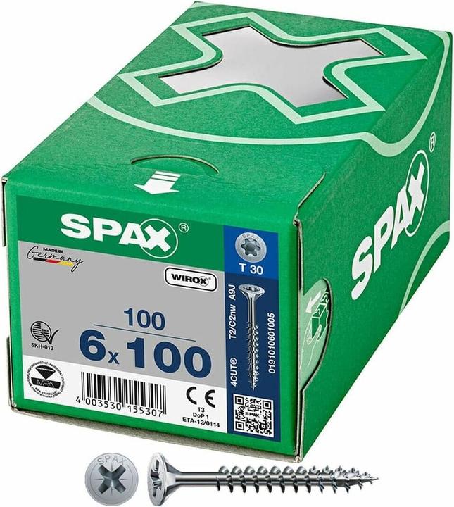 Produktbild Spax Spanplattenschrauben SK T30 6,0x100 mm (100 Schrauben pro Stück)
