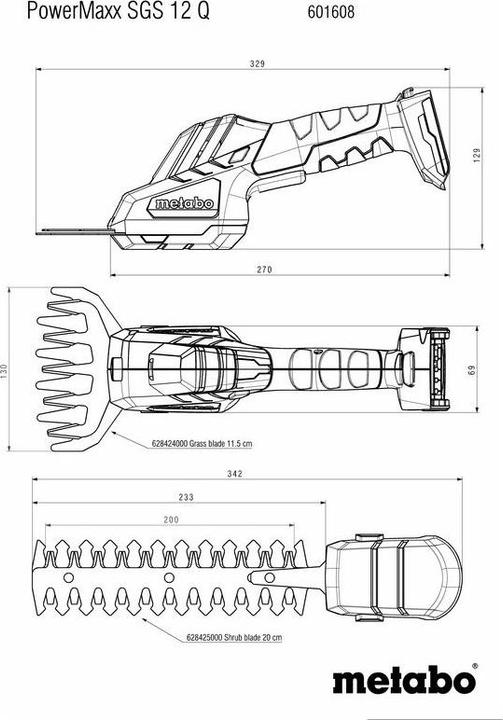 Produktbild Metabo PowerMaxx SGS 12 Q (Akkuheckenschere)