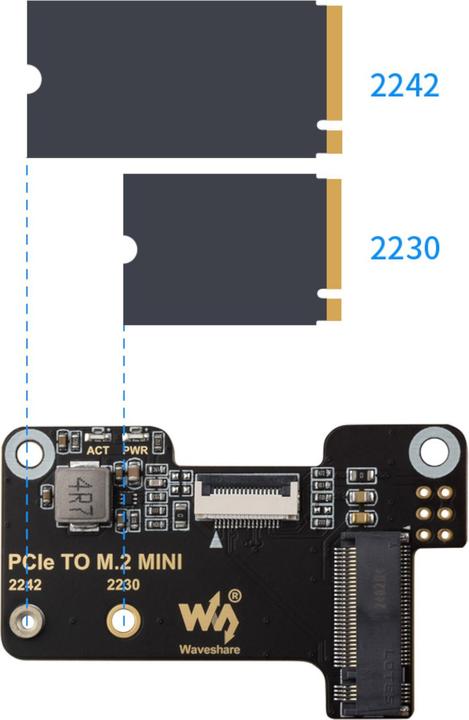 Produktbild WaveShare PCIe zu M.2 Mini SSD Adapter für Raspberry Pi5
