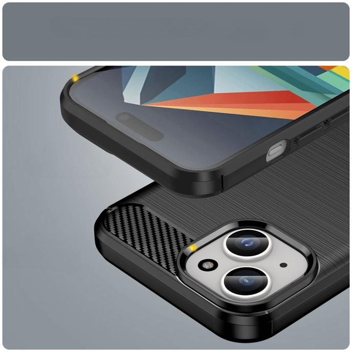 Actual product image Cover-Discount iPhone 15 Plus - Metal Carbon Look Case black (Apple iPhone 15 Plus)