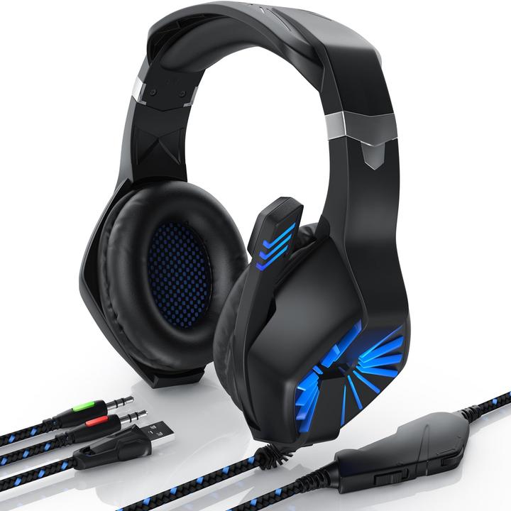 Immagine prodotto CSL Cuffia da gioco con microfono, cuffie per Windows/Mac/Linux /PS4/PS4 Pro (Cablato)