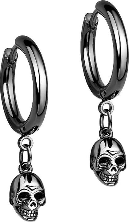 Hollywood Body Jewelry Ohrring schwarz Anhänger Totenkopf (ohne Messing, Chirurgenstahl 316L)