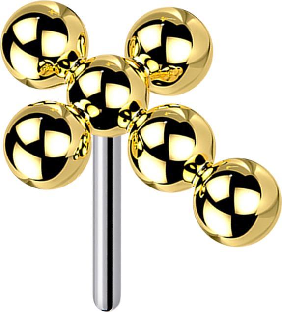 Star Piercing Threadless vergoldet Kreuz Kugeln (ohne Messing, Titan G23)