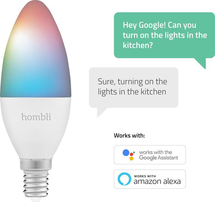 Energy Label Hombli Smart Bulb (E14, 4.50 W, 385 lm, 2 x, F)