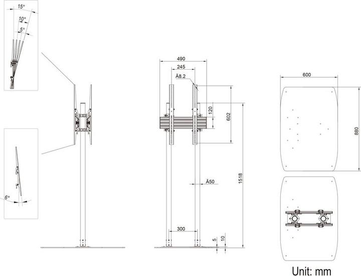 Immagine prodotto Multibrackets Piantana B2B, 2x65"-90", acciaio/alluminio (90", 150 kg)