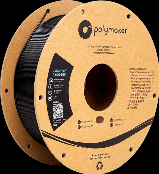 Produktbild Polymaker PolyMax PETG-ESD (PETG, 1.75 mm, 500 g, Schwarz)