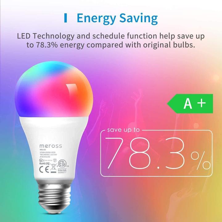 Immagine prodotto Meross Lampadina LED intelligente Wi-Fi MSL120 (B22, 9 W, 810 lm, 2 x, F)