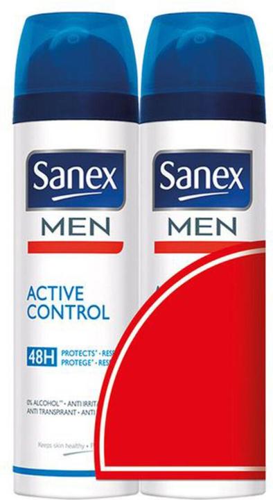 Actual product image Sanex Men Active Control 48h Deodorant Spray 2x100ml (Spray, 200 ml)