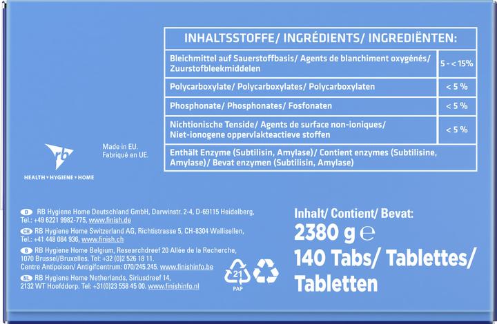 Nutritional values and ingredients Finish Powerball (140 Washing cycles, Laundry soap)