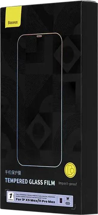 Image du produit Baseus 0.3mm Full-Coverage Privacy Protection Crystal Tempered Glass Screen Protector with Dust Filter for (1 pièce(s), Apple iPhone XS Max)
