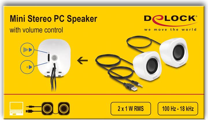 Actual product image Delock 27008 - Mini stereo PC speaker with 3.5 mm jack plug and USB power supply