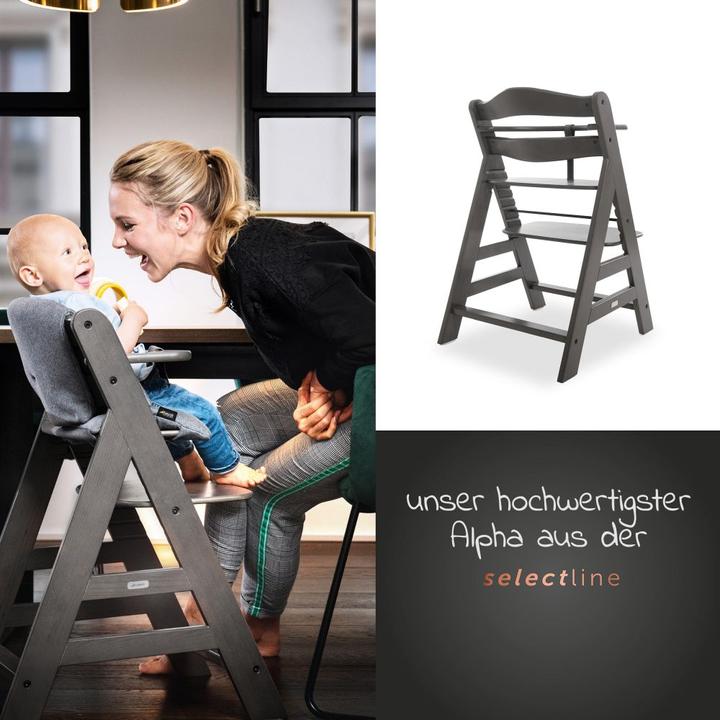 Produktbild Hauck Hochstühle Hochstuhl Alpha Charcoal Selectline - im Sparset inkl. (Hochstuhl)