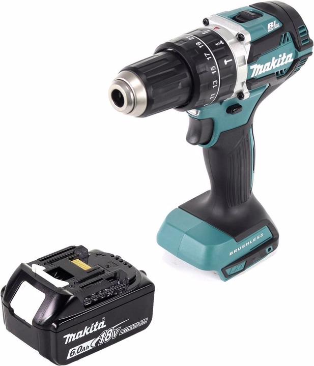 Produktbild Makita DHP 484 G1 Akku Schlagbohrschrauber 18 V 54 Nm Brushless + 1x Akku 6,0 Ah - ohne Ladegerät (Akkubetrieb)