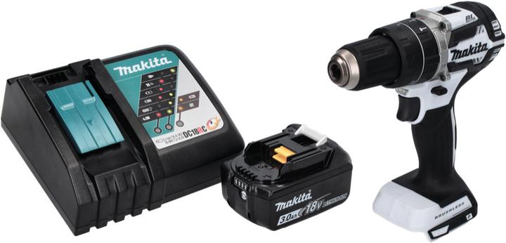 Produktbild Makita DHP 484 RF1 W Akku Schlagbohrschrauber 18 V 54 Nm Brushless Weiss + 1x Akku 3,0 Ah + Ladegerät (Akkubetrieb)