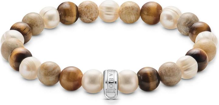 Immagine prodotto Thomas Sabo Bead Armband mit naturfarbenen Steinen Silber (19 cm, Argento 925)