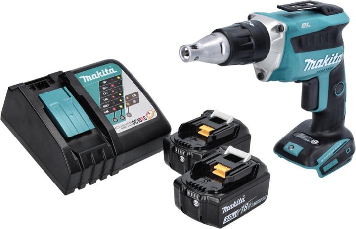 Produktbild Makita DFS 452 RF Akku Schnellbauschrauber 18 V Brushless + 2x Akku 3,0 Ah + Ladegerät (Akkubetrieb)