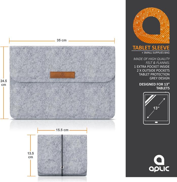 Produktbild Aplic Laptoptasche, Notebooktasche mit Zubehörfächern für Laptops bis 13,3" (33,7cm) aus Naturfliz (13.30", Universal)