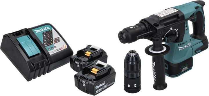 Image du produit Makita DHR 243 RF Marteau perforateur sans fil 18 V SDS plus Brushless + 2x batterie 3,0 Ah + chargeur (Fonctionnement sur batterie)
