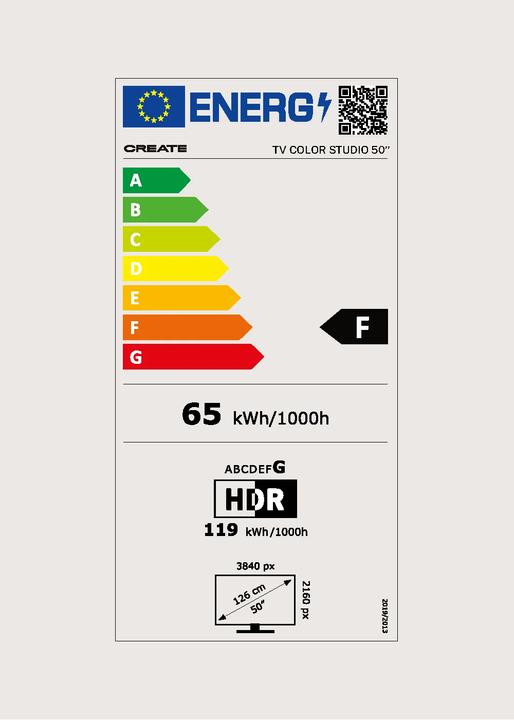 Label énergétique Create Color Studio - Smart (50", QLED, 4K)