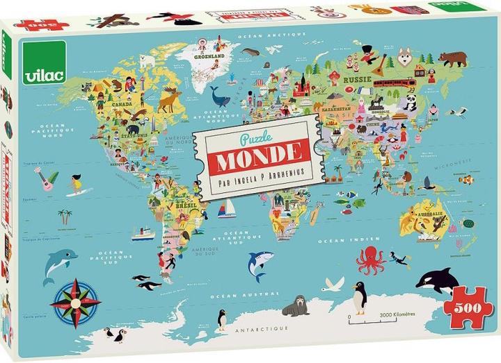 Image du produit Vilac Puzzle Carte du monde français (500 pièces)