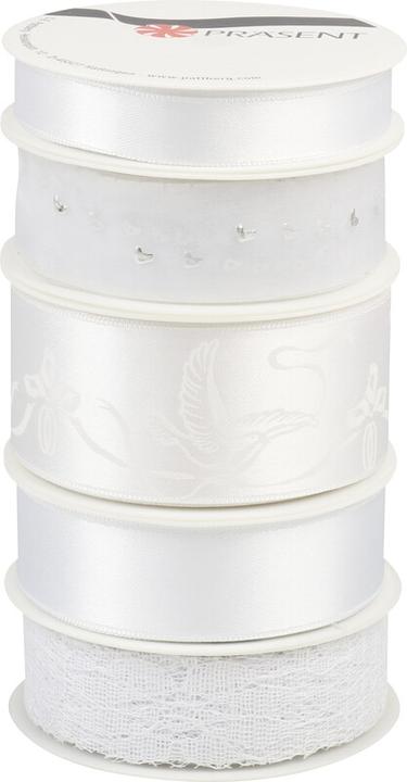 Image du produit Magni Ruban cadeau mariage satiné blanc 15,0/25,0/40,0 mm x 5x 3,0 m (Ruban, 5 x)