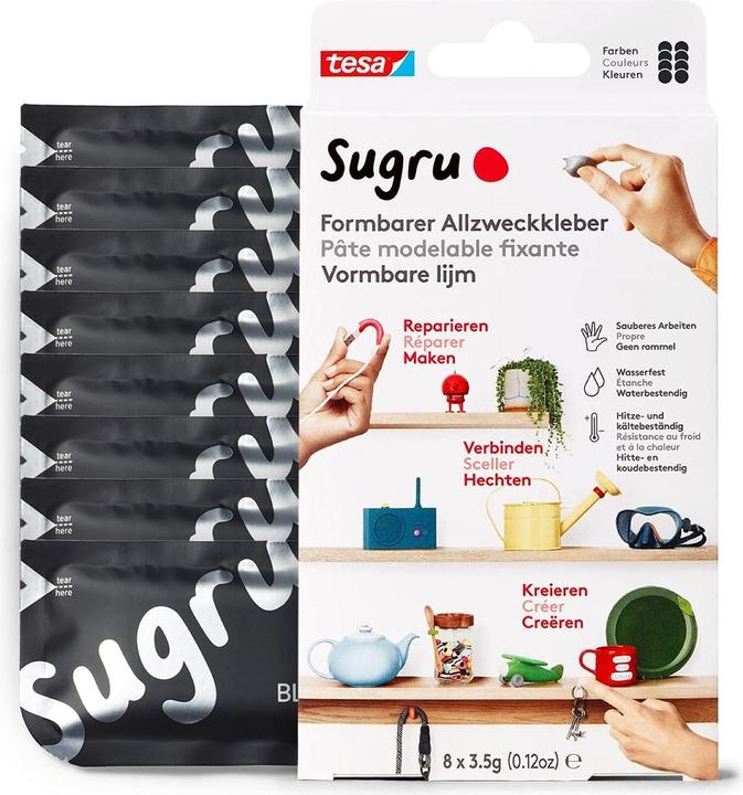 Produktbild Sugru by tesa Sugru 8x Formbarer Allzweckkleber, vielseitige Klebeknete zum Dekorieren, Kleben & Reparieren (28 g)