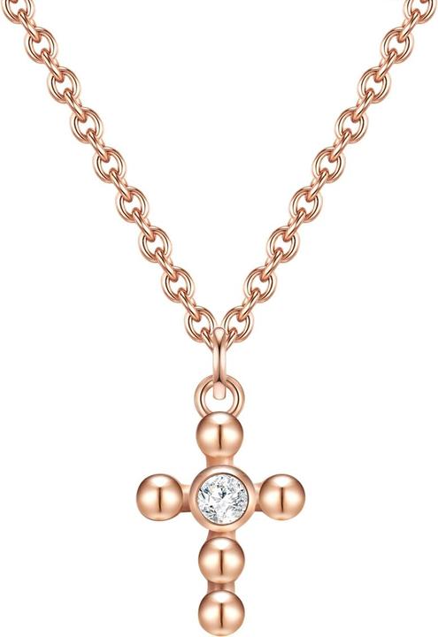Immagine prodotto Glanzstücke München Croce da donna in argento topazio oro rosa 40,0 cm di catena base + 5,5 cm di estensione - 31438 (Argento, 40 - 45,5 cm)