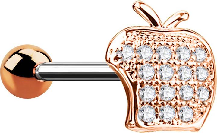 Produktbild Star Piercing Micro Barbell rosegold Apfel mit Kristall (Chirurgenstahl 316L, Messing)