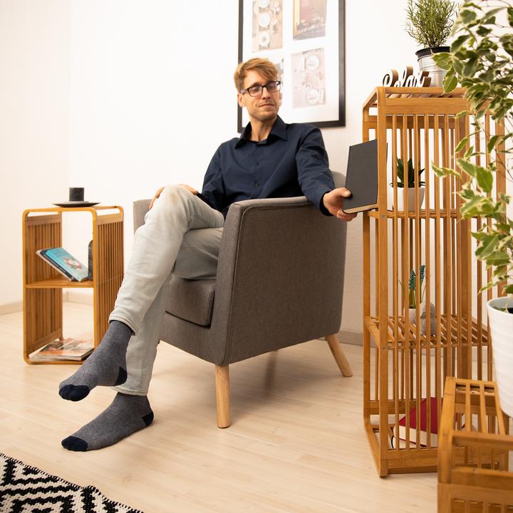 Actual product image Relaxdays Bamboo shelf (33 x 33 x 96 cm)