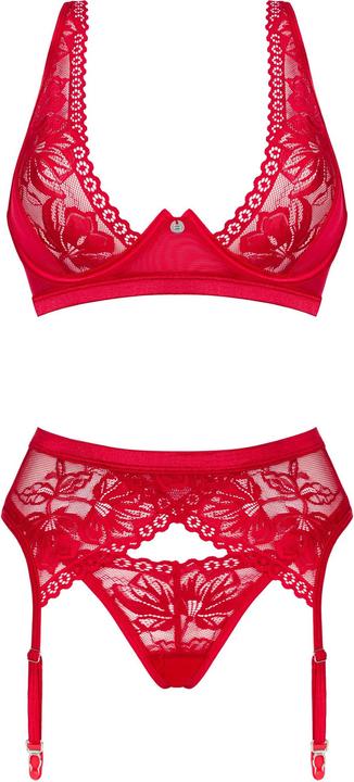 Actual product image Obsessive Lacelove Three Piece Set Red Xl/Xxl (L, XL)