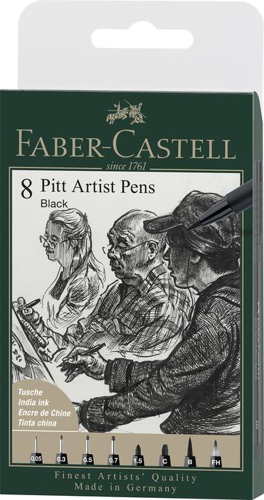 Produktbild Faber-Castell Tuschestift (Schwarz, 8 x)