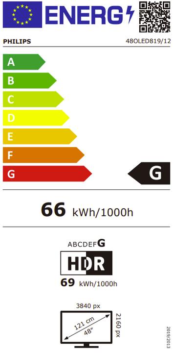 Energie-Label Philips 48OLED819/12 48" (121cm) OLED 4K Ambilight TV (48", OLED, 4K)