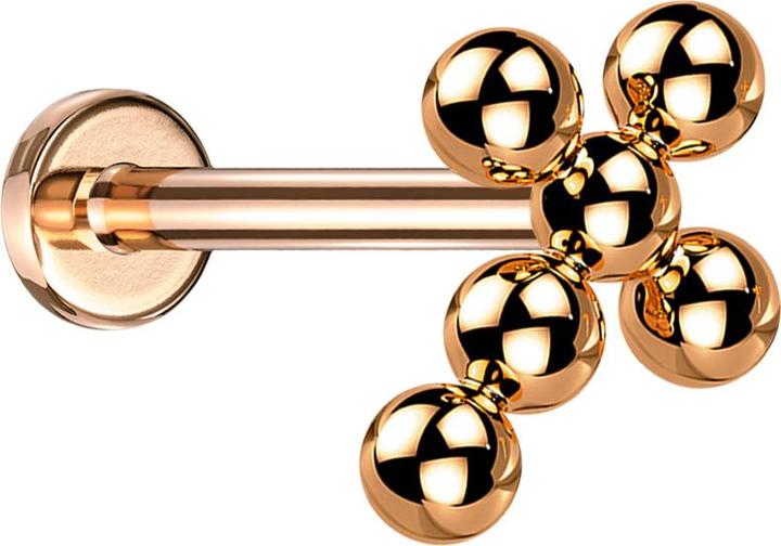 Actual product image Star Piercing Micro Labret Internal Thread Rose Gold Cross Balls (Titanium G23)